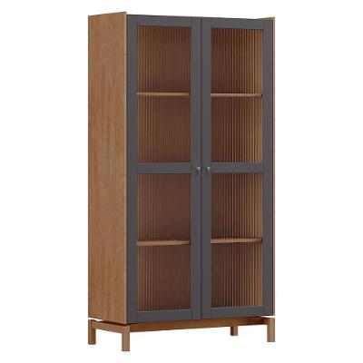 Cristaleira Barcelona 190cm 2 Portas Tauari/concret Com Vidro Canelado - Finestra Móveis Tauari/concret