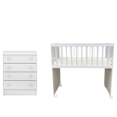 Mini Berço Moisés Alegria E Cômoda Infantil 103 Doce Sonho Branco Brilho – Qmovi