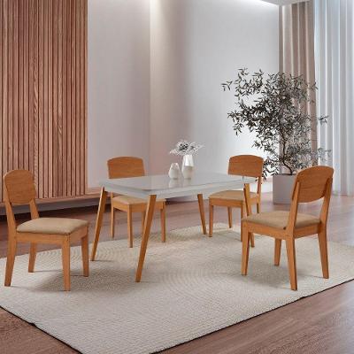 Mesa De Jantar Copper 120cm Tampo Mdf Vidro 4 Cad Copper Turim 07 /off /naturale /serig Off