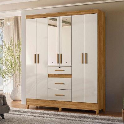 Guarda Roupa Casal Ambiente Itatiba 6 Portas Freijó Off White Com Espelho - Moval