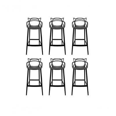 Kit Com 6 Banquetas Alta Allegra Masters 100% Polipropileno Preta