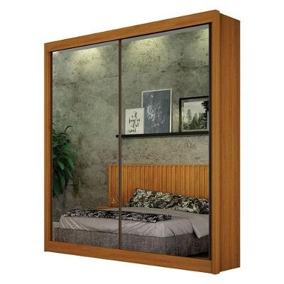 Guarda Roupa 2 Portas 2 Espelhos São Paulo Gold Cinamomo – Leifer Móveis
