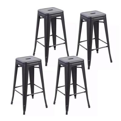 Kit 4 Banquetas Iron Ferro Tolix Churrasqueira Bar Cozinha Preto