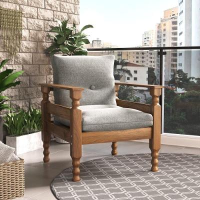 Poltrona Madeira Maciça Liz Cr7003.T63 Imbuia/Cinza