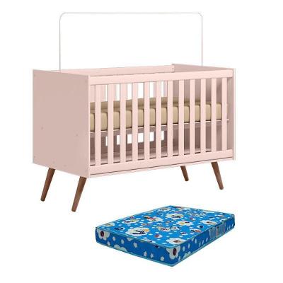 Berço Americano Q Encanto 3820 Retrô Rosa Com Colchão Ortobom – Qmovi