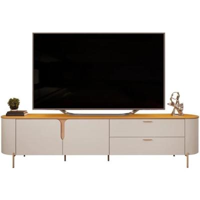 Rack Para Tv Até 75 Polegadas 2 Portas 2 Gavetas Com Led Celine Off White 240cm