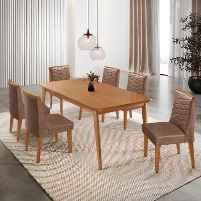 Mesa De Jantar Copper 180cm Tampo Mdf Com 6 Cadeiras Eloise Tork/naturale/naturale