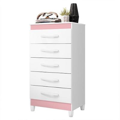 Cômoda Esmeralda 5 Gavetas Branco/rosa Matte - Móveis Albatroz Branco/rosa Matte