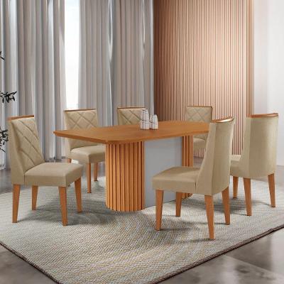 Mesa De Jantar Aspen 180cm Tampo Mdf Laminado Com 6 Cadeiras Turim 07/naturale /off White