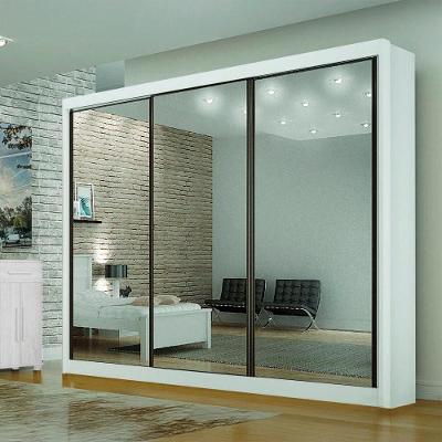 Guarda Roupa Casal Com Espelho 3 Portas 6 Gavetas São Paulo Branco