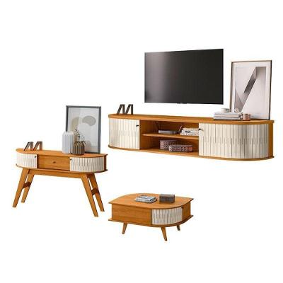 Rack Bancada Suspensa Algarve Com Aparador Estoril E Mesa De Centro Indianápolis Cinamomo Off White – Madetec