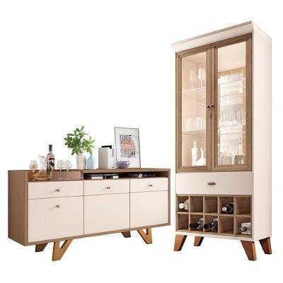 Buffet Soft E Cristaleira ópera Off White Castanho – Hb Móveis