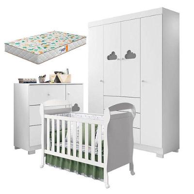 Quarto De Bebê Ane Com Berço Americano Danny Branco Brilho E Colchão Gazin – Phoenix Baby