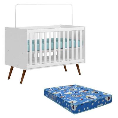 Berço Americano Q Encanto 3820 Retrô Branco Acetinado Com Colchão Ortobom – Qmovi
