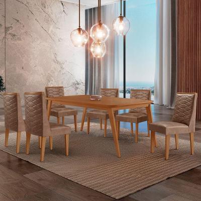 Mesa De Jantar Copper 180cm Tampo Mdf Com 6 Cadeiras Moderna Tork/naturale/naturale