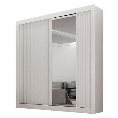 Guarda Roupa Solteiro 2 Portas Milano Com Espelho Branco – Leifer Móveis