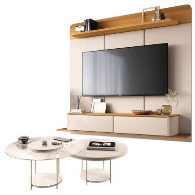 Home Suspenso Galax Cinamomo Off White E Kit Mesa De Centro Sky Off White- Hb Móveis