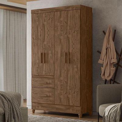 Guarda Roupa Solteiro Ambiente Madri 4 Portas Castanho Wood - Moval