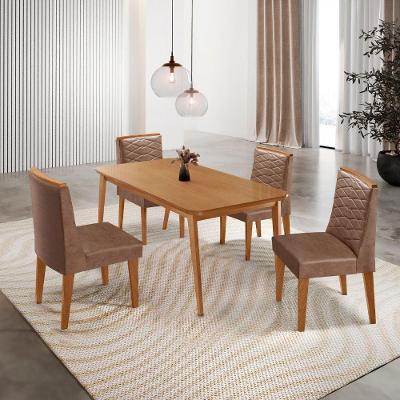 Mesa De Jantar Copper 120cm Tampo Mdf Com 4 Cadeiras Eloise Tork/naturale/naturale