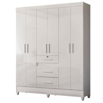 Guarda Roupa Casal Itatiba 6 Portas Branco Brilho - Moval