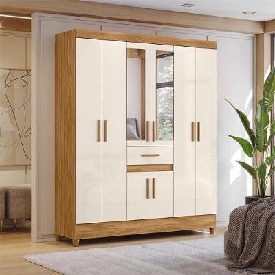 Guarda Roupa Casal Ambiente Portugal 8 Portas Freijó Off White Com Espelho - Moval