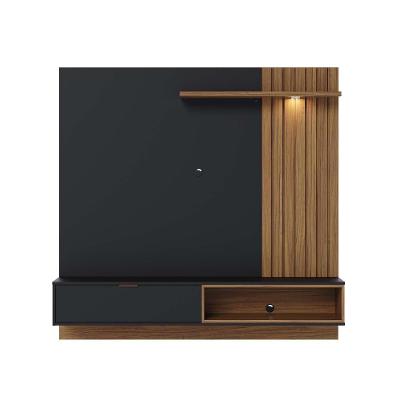 Painel Para Tv Suspenso Tocantins 1.6 Preto Acetinado Noce Milano Com Aparador Para Sala Riviera Noce Milano – Colibri
