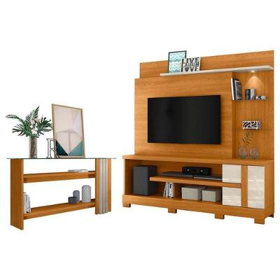 Estante Home Theater Alan Com Pés E Aparador Frizz Cinamomo Off White - Madetec