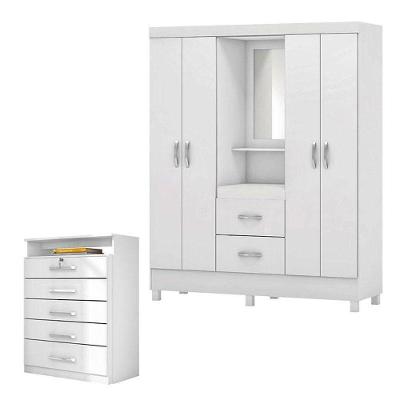 Cômoda Triunfo E Guarda Roupa Casal Lord Branco Flex - Demóbile