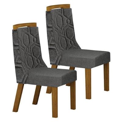 Cadeira Para Mesa De Jantar ágata Mdf Kit 2 Peças Freijó Linho Chumbo – Leifer Móveis