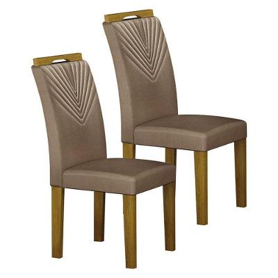 Cadeira Para Mesa De Jantar Stela Mdf Kit 2 Peças Freijó Joli Camurça – Leifer Móveis