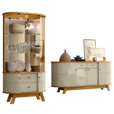 Aparador Para Sala Buffet Mônaco E Cristaleira Moss Cumaru Opala – Madetec