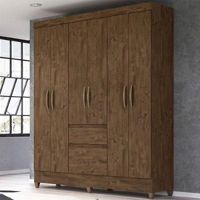 Guarda Roupa Casal Ambiente New Cuba 6 Portas Castanho Wood - Moval