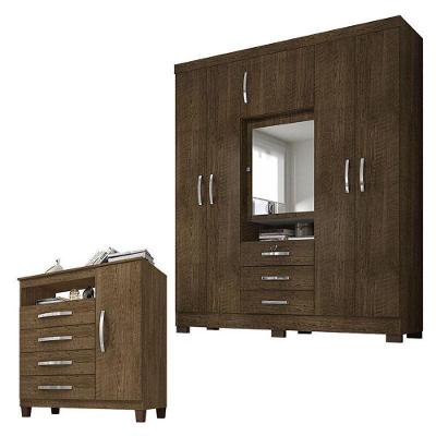 Guarda Roupa Casal Imperial Com Cômoda Sapateira Cannes Malbec – Incorplac