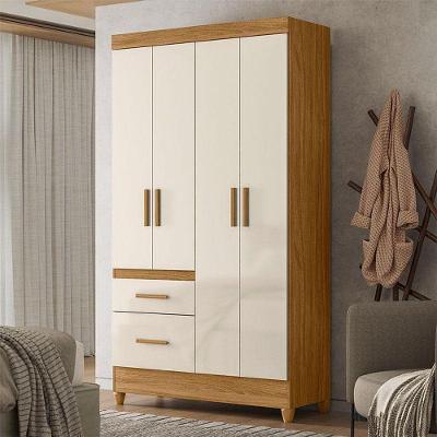 Guarda Roupa Solteiro Ambiente Madri 4 Portas Freijó Off White - Moval