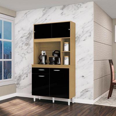Armário Para Cozinha Ambiente Kit Duda 90 Cm Damasco Preto – Poquema