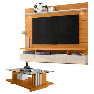 Estante Home Theater Suspenso Lana 1.8 Com Mesa De Centro Frizz Cinamomo Off White - Madetec