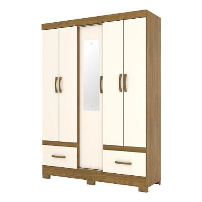 Guarda Roupa Solteiro B60 Nature Off White Com Espelho – Briz Móveis
