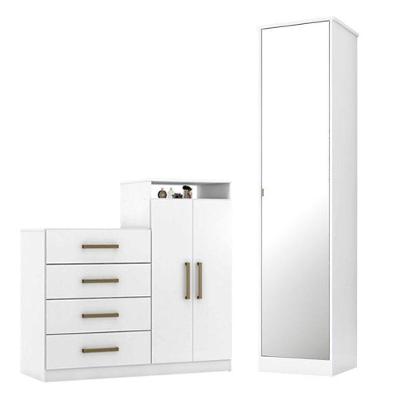 Cômoda Sapateira áurea E Armário Multiuso Reflex 2 Branco – Demóbile
