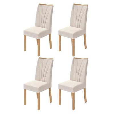 Cadeira Para Mesa De Jantar Apogeu Kit 04 Peças Linho Rinzai Bege Amêndoa Clean – Lopas