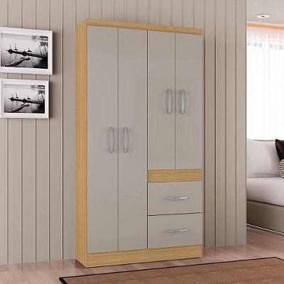 Guarda Roupa Solteiro Ambiente Milão 4 Portas Damasco Off White – Poquema