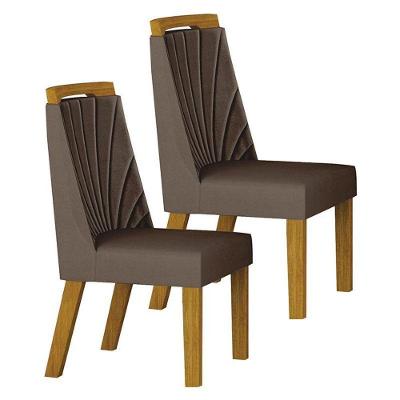 Cadeira Para Mesa De Jantar Liz Mdf Kit 2 Peças Freijó Joli Camurça – Leifer Móveis