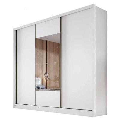Guarda Roupa Casal Medelim 3 Portas 6 Gavetas Neve Com Espelho – Novo Horizonte