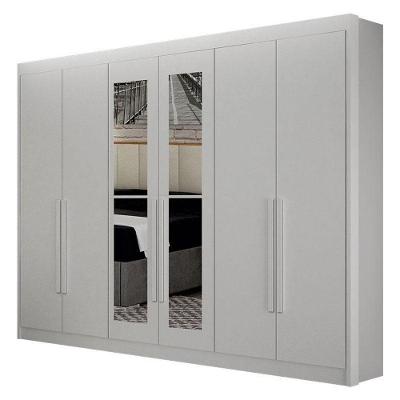 Guarda Roupa 6 Portas Diamante Gold Com Espelho Branco – Leifer Móveis