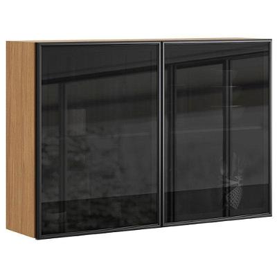 Armário Aéreo Art 6003 2 Portas De Vidro 120 Cm Freijó Abs Preto – Kits Paraná