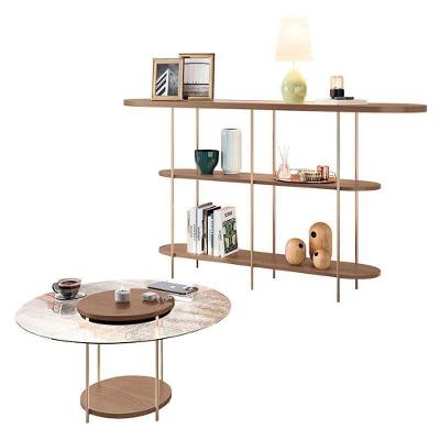 Aparador Infinity E Mesa De Centro Sky Com Tampo De Vidro Castanho – Hb Móveis