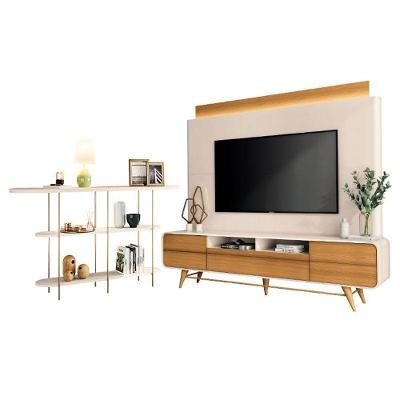 Estante Home Theater Nobre Off White Cinamomo E Aparador Infinity Off White– Hb Móveis