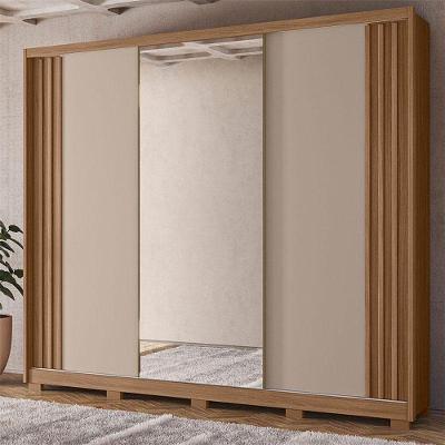 Guarda Roupa Casal Ambiente Arizona 3 Portas Carvalho Fendi Com Espelho - Moval
