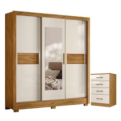 Guarda Roupa Casal Bahamas E Cômoda Ms913 Freijó Off White – Moval