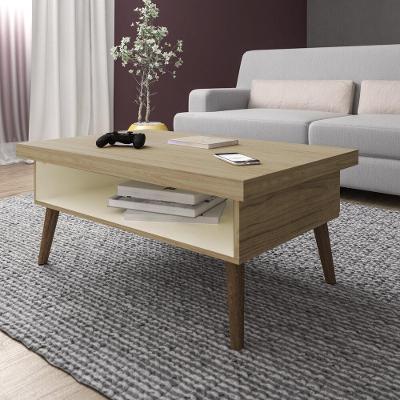 Mesa De Centro Retrô 91Cm Com Nicho Multimóveis Cr45149 Carvalho/Off White Carvalho/Off White