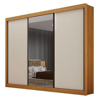 Guarda Roupa Casal 3 Portas Com Espelho São Paulo Gold Cinamomo Off White – Leifer Móveis